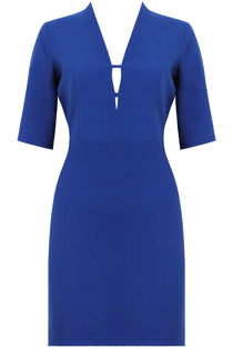 Royal Plunge Neck Crepe Shift Dress