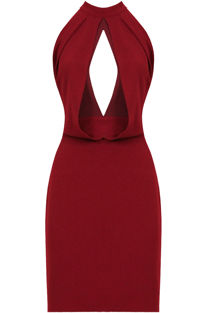 Wine and Black Front Cut Out Layered Bodycon Dress- mix pack