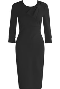 Black Bow Trim Bodycon Dress