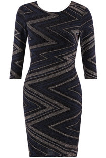 Lurex Zig Zag Cowl Back Dress in Black