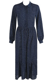 Navy Polka Dot Button Front Dress