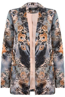 Nude & Grey Floral Print Long Blazer