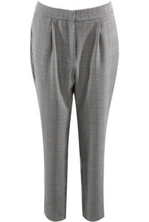 Grey Glen Plaid Pleated Tapered Trousers
