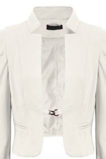 Cream Puff Sleeve Hook Fastening Cropped Blazer