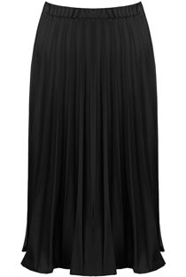 Black Elasticated Waist Pleated Skirt