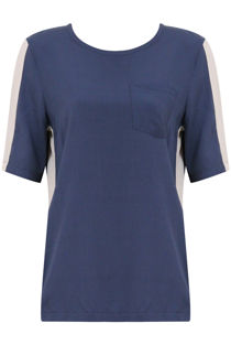 Blue & White Contrast Top