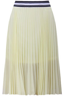 Yellow Elasticated Waist Pleated Midi Skirt