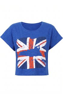 Royal Blue British Flag Cropped T-Shirts