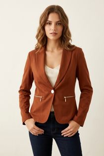 Brown Single Button Blazer