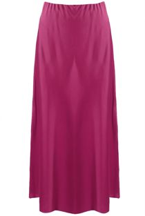 Fuchsia Satin A-Line Midi Skirt