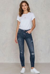 Faded Acid Wash Ripped Skinny Jeans