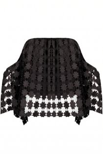 Black Crochet Overlay Off the Shoulder Crop Tops