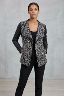 Black Mono Aztec PU Sleeve Jacket 