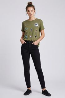 Khaki Badge Embellished Tees