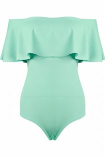 Mint Off Shoulder Frill Bodysuit 