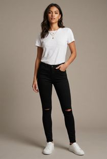 Black Ripped Denim Skinny Jeans 