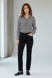 Monochrome Stripe Print Shirt Tops
