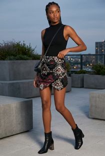 Black And Wine Sequin Skorts