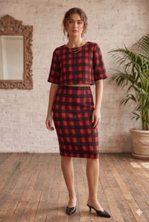 Tartan Print Crop Top & Skirt Set