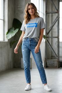 Runway Printed T-Shirt in GREY