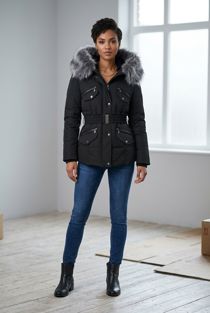 Natural Fur Hood Parka Jacket