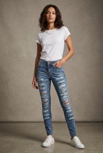 Denim Ripped & Shredded Jeans