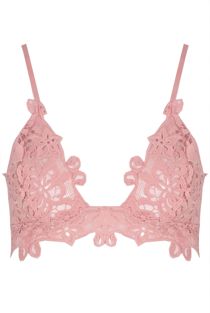 Floral Crochet Triangle Bra In Pink