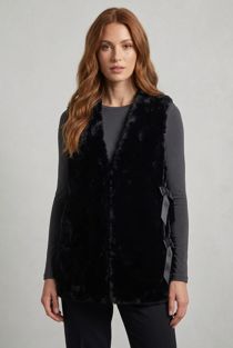 Black Side Tie Fur Gilet