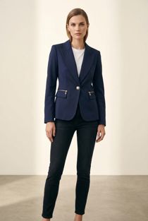 Navy Detail Single Button Blazer