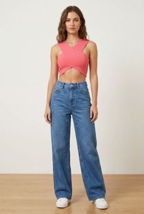 Pink Cross Over Crop Top