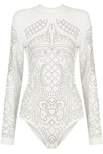 White With Gold Studded Bodysuit