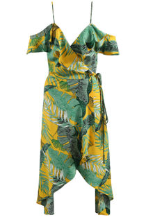 Yellow Tropical Asymmetrical Cami Dress