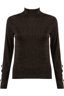Gold High Neck Glitter Stripes Top