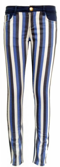 Blue Striped Skinny Jeans