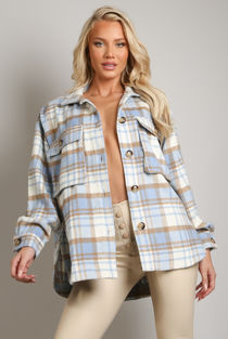 Sky Blue Check Print Shackets 