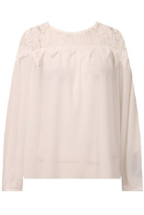 White Long Sleeve Blouse With Crochet Insert 