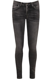 Grey Washed Denim Front Zip Up Jeans