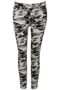 Camouflage Mid-Rise White Jeans 