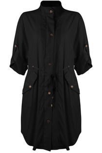 Black Tie Waist Cross Pocket Shirt Dress