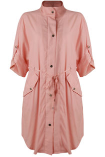 Rose Tie Waist Cross Pocket Shirt Dress