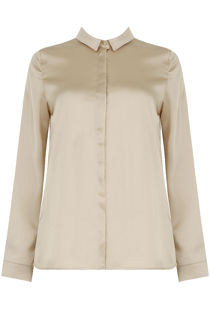Cream Satin Front Button Up Shirt Tops