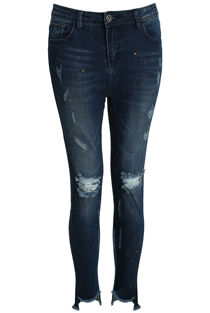 Skinny Ripped Gold Splatter Trim Jeans
