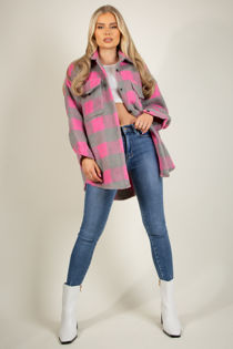Fuchsia Checked Oversized Shacket