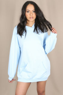 Sky Blue Heart Ripples Print Back Hoodie