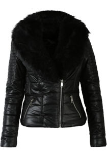 Black Fur Collar Puffer Jacket