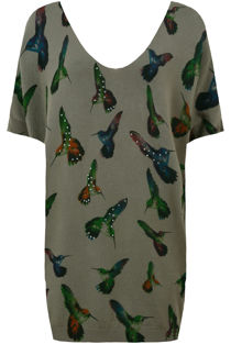 Khaki Humming Bird Print Jumpers
