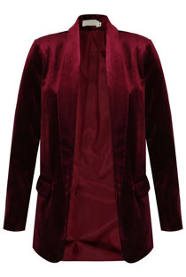 Velvet Open Blazer Green and Burgundy