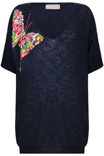  Sequin Butterfly Short Sleeve Navy Jumpers