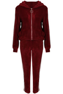 Burgundy Ribbon Trim Velvet Zipper hood only