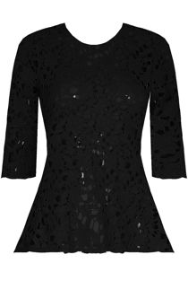 Dip Hem Crochet Top In Black